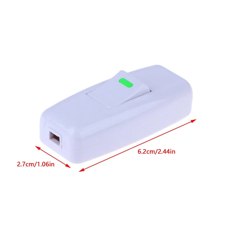 1 Pc Classic White Light Switch Inline ON/OFF for Home Table Bedside Lamp Desk Cord Cable Electrical Accessories