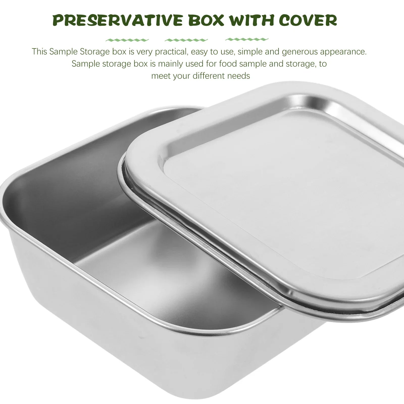 Stainless Steel Sample Storage Box 300ml Reliable Polished Surface Food Container Airtight Sample Holder for School Canteen