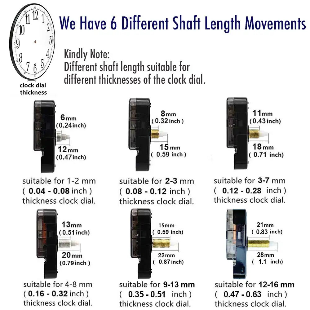 MCDFL Clock Mechanism Silent Quartz Movement Machine Wall Hands Pointer Set Clockwork Table Long Shaft DIY Watches Repair Parts
