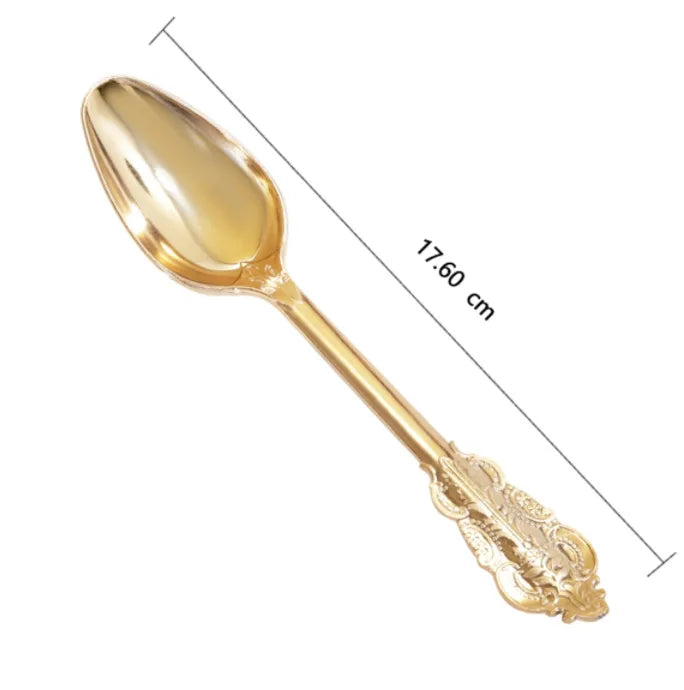 Gold Plastic Silverware Heavy Duty Elegant Disposable Utensils Gold Plastic Cutlery Set Forks Spoons for Dinner Parties Weddings