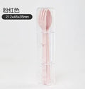 Portable cutlery box creative block chopsticks spoon fork set travel fresh and simple folding three piece set