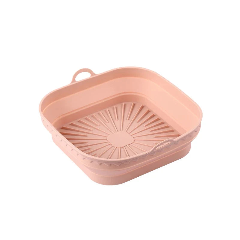 1Pcs Silicone Air Fryer Oven Baking Tray Pizza Fried Chicken Basket Pad Air-fryer Pot Food Plate Reusable Airfryer Pan Liner