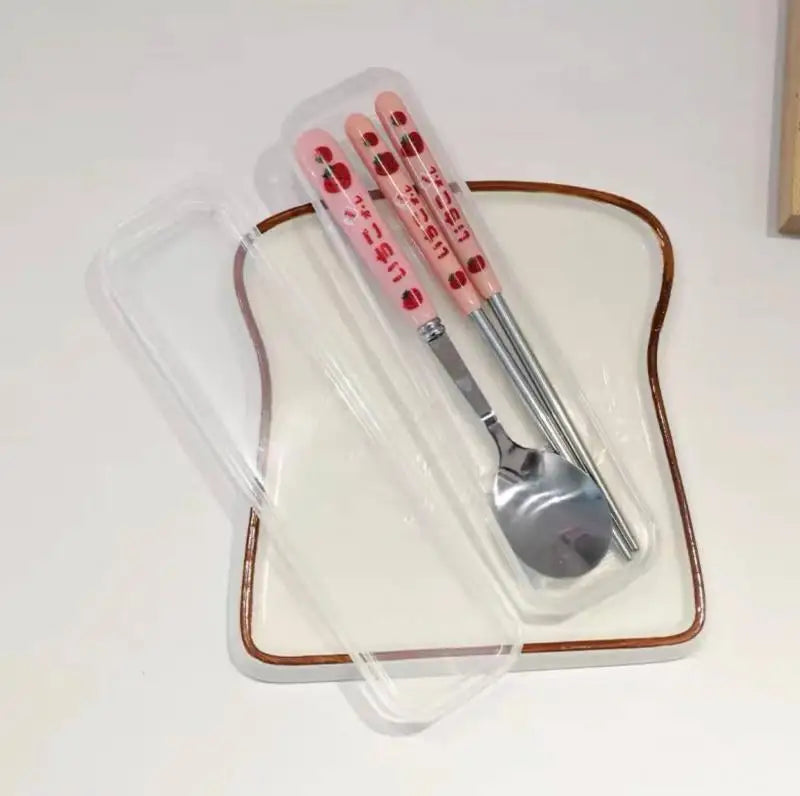 Portable Chopstick Fork Spoon With Storage Box Stainless Steel Cutlery Suit Knife Travel Tableware Set Camping Cutlery Gift Box