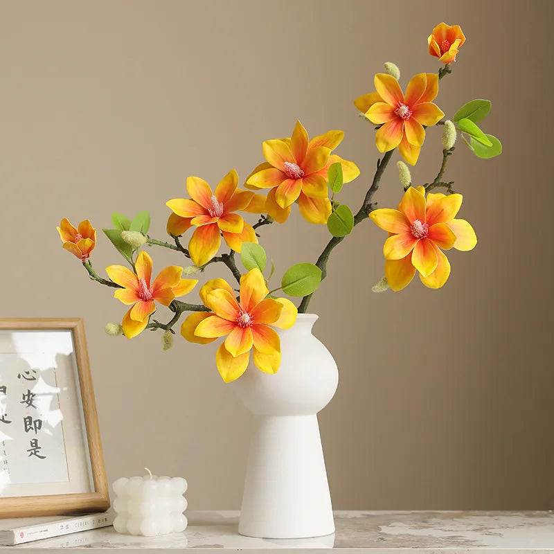 40CM New Chinese Artificial Hand Feel Magnolia Retro Home Furnishing Hotel Forest Garden Landscape Flower Art Magnolia
