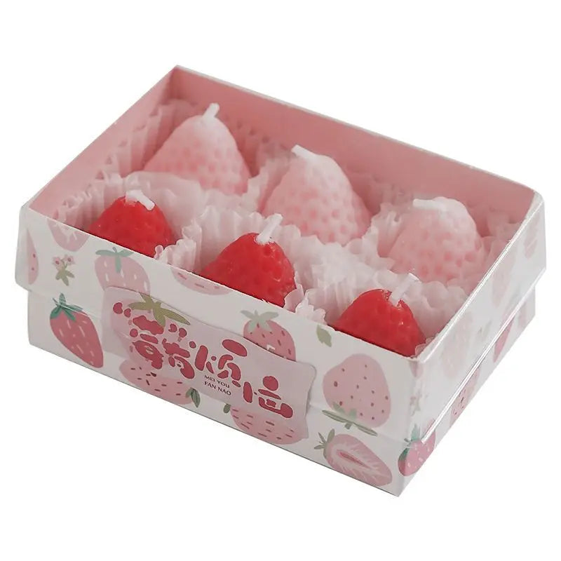 Red Pink Strawberry Scented Candle Gift Box Room Fragrance Ornament Girlfriend Souvenir Photo Props Aromatherapy Candles