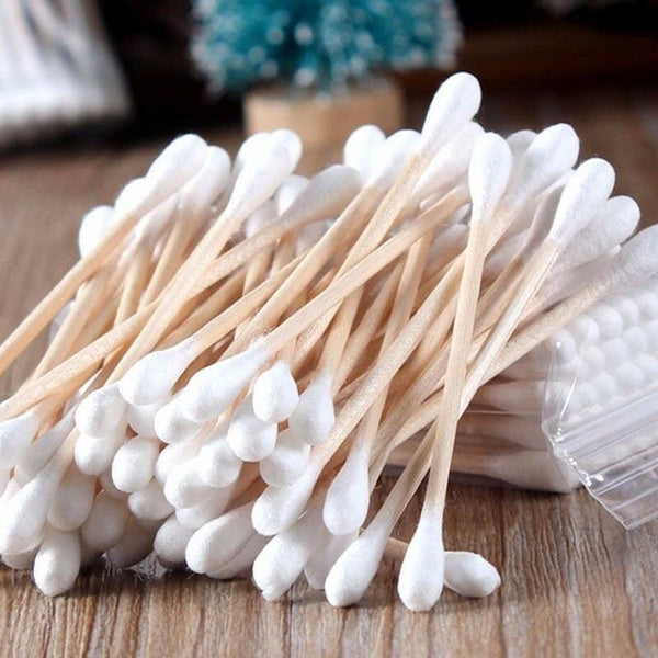 6016 Cotton Swabs Bamboo With Wooden Handles For Makeup Clean Care Ear Cleaning Wound Care Cosmetic Tool Double Head Biodegradable Eco Friendly (Pack Of 20)