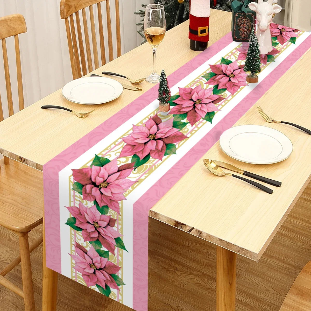 Christmas Linen Table Runner Merry Christmas Decoration for Home 2024 Table Cover Xmas Ornament Navidad Natal New Year Gift 2025