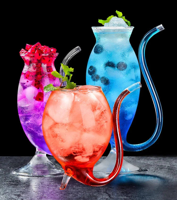 HOT SALE Wine Whiskey Glass Heat Resistant Sucking Juice Milk Drinking Tube Straw Cup creative wine glass high quality glass cup