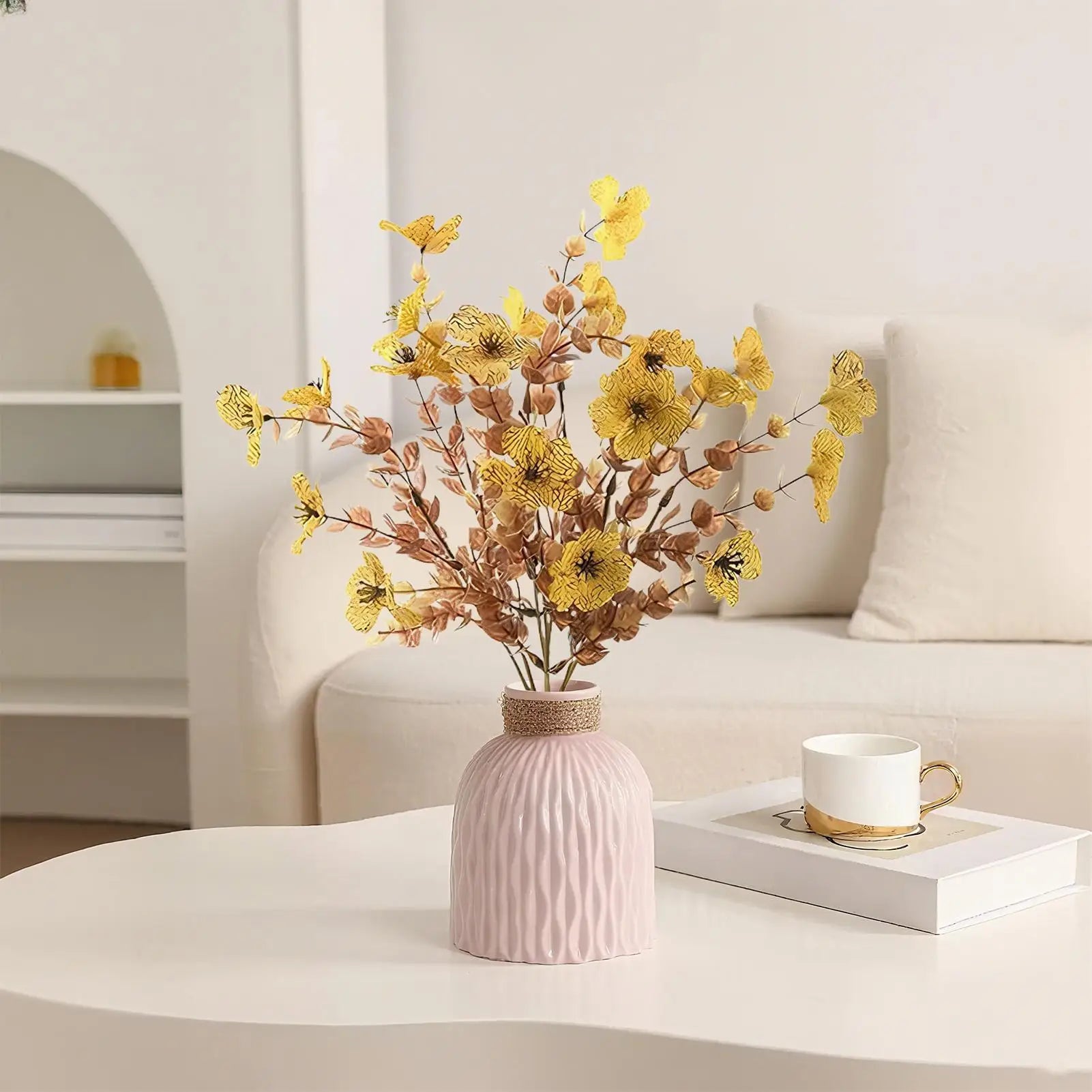 Dried Flower Arrangements Dried Flower Bouquets Artificial Realistic Decoration Ornament For Yard Porch Garden Wedding Party
