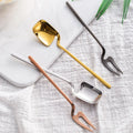 8pcs Stainless Steel Coffee Spoon Fork Set Rose Gold Portable Flatware Lightweight Mirror Polish Dinner Service