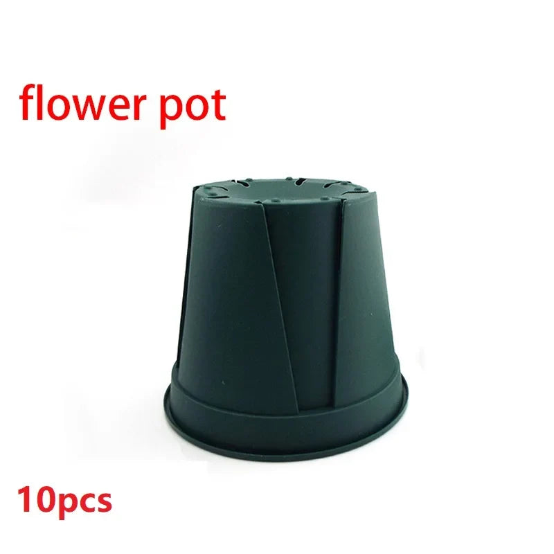 5/10pcs Green Plastic Plant Flower Pot Trays - Cute Garden Planter Tools for Growing Herbs, Succulents, and Nursery Plants E2