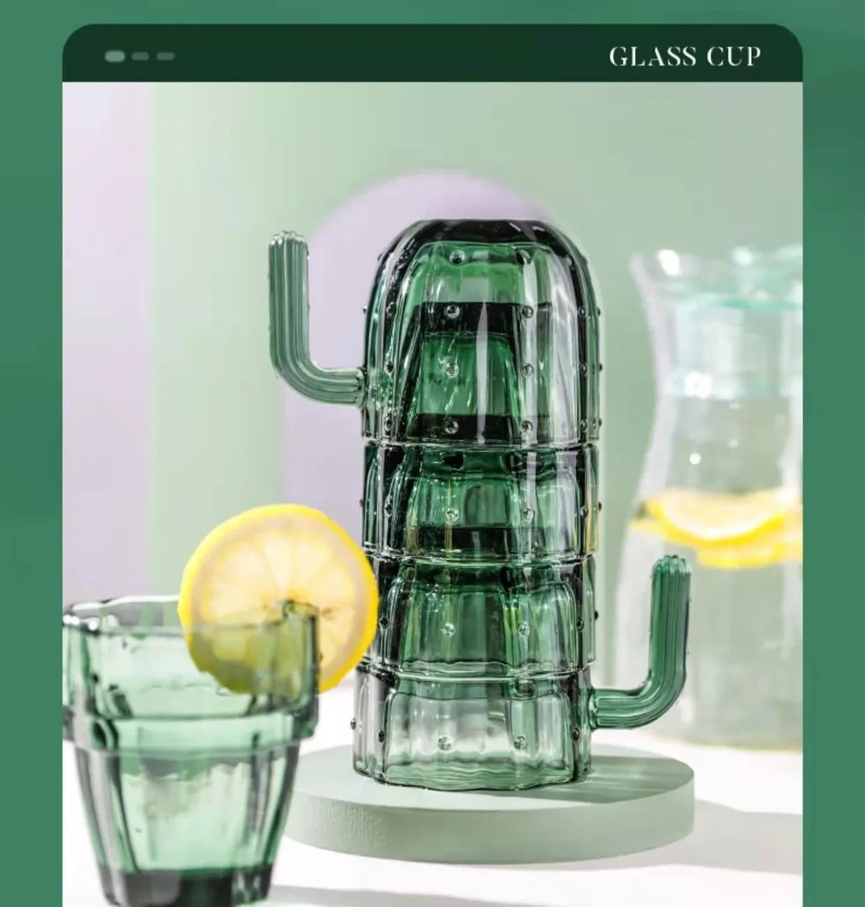 Creative Cactus Transparent Water Coffee Mug, Office, Home, Kitchen Accessories, Drinking Glasses, 240ml