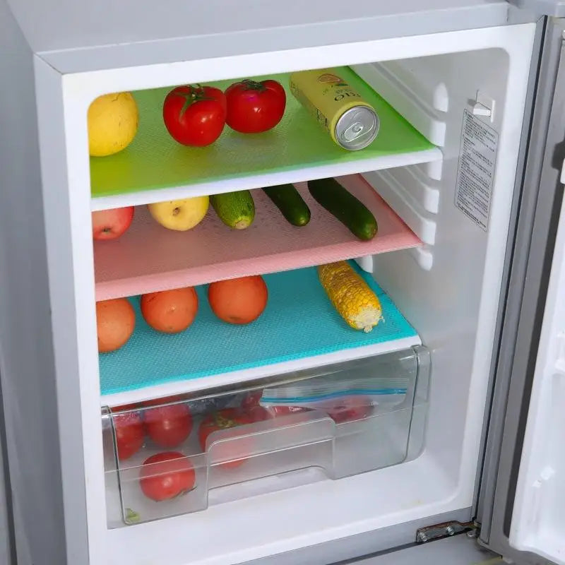 Refrigerator Pad Non-Slip Waterproof Washable MildewCan Be Cut Fridge Shelf Liner Mat KitchenDrawer Cabinet Pads Table Placemats