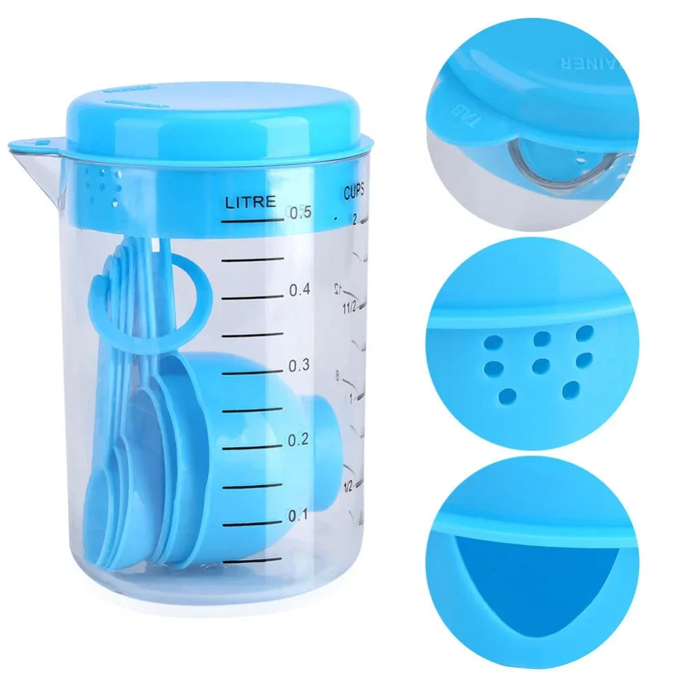 7 Pieces / Set Plastic Measuring Cups and Spoons  Tea Coffee Kitchen Utensils Baking Tools  Tray