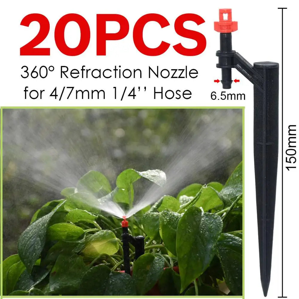 KESLA 20PCS 90/180/360 Degree Misting Nozzle 13cm Stake 1/4'' Barb Garden Irrigation Sprinkler Drip Irrigation Agriculture Farm