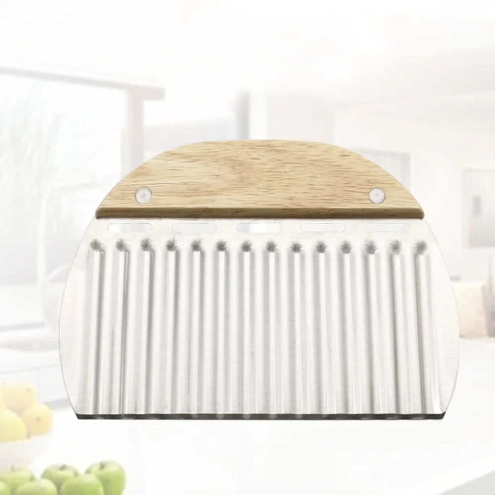 2 pcs Stainless Steel Potato Cutter Crinkle Slicer Wave Vegetable Chopper Kitchen Gadgets For Onion Cutting Wooden