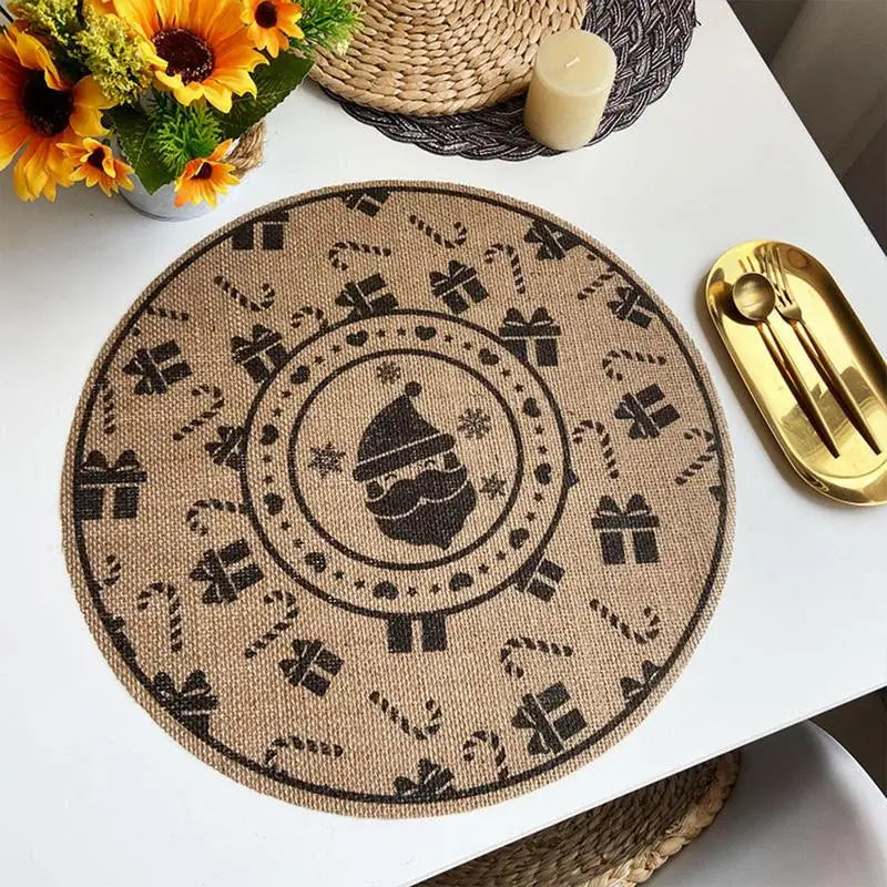 Christmas Dining Table Napkin Mats Linen Waterproof Placemats Kitchen Table MATS Western Food Napkins Tablecloth Kids Favors