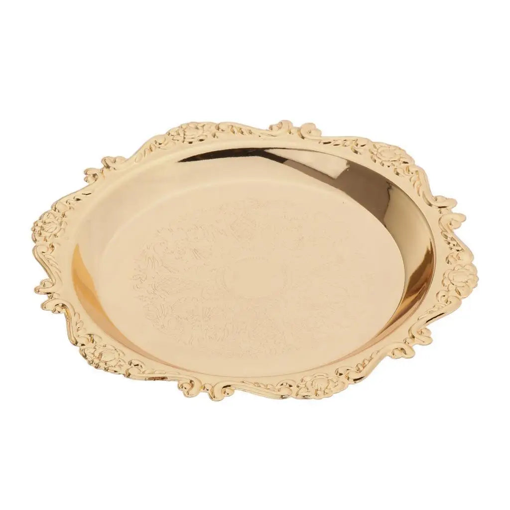 Metal Golden Fruits Holder Tray Serveware Home Gathering Dinner