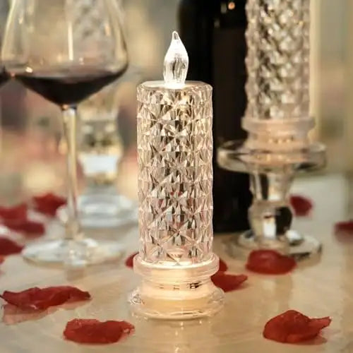 Crystal Candles LED Light Transparent Flameless Battery Power Lantern Night Lamp Wedding Party Birthday Xmas Halloween Decor