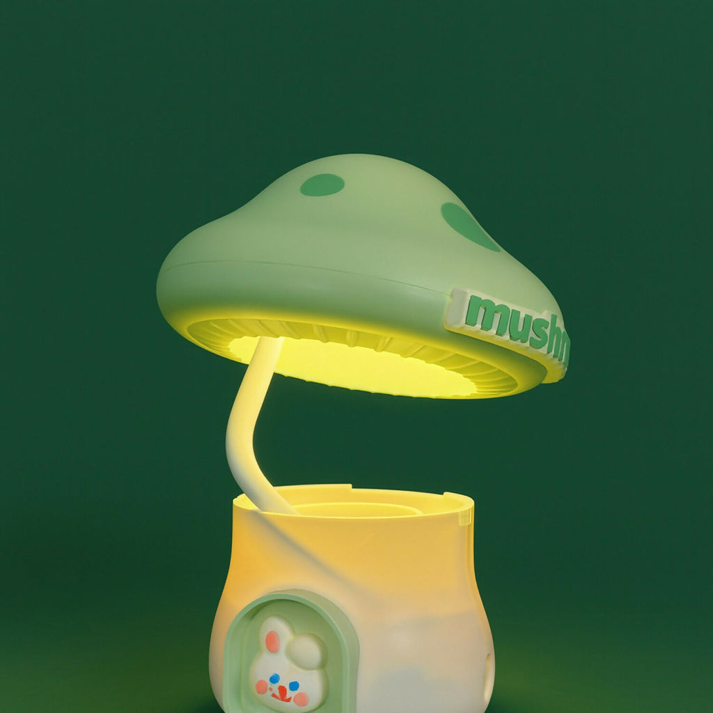 Mushroom LED Desk Lamp with Pencil Sharpener & USB Charging (Color may vary)
