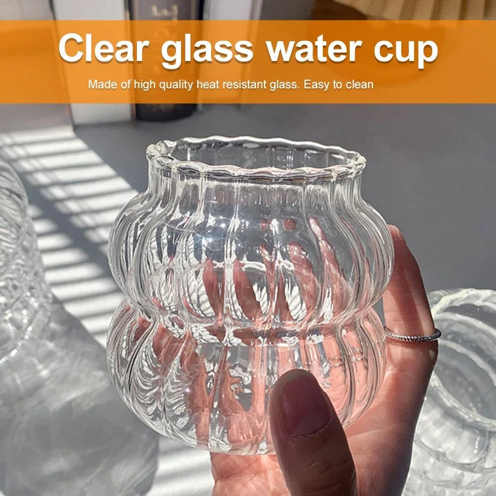 Coffee Cup Glass Cocktail Glasses Large Capacity Milk Drink Striped Juice Cup Heat-resistant Glass Cold Drink Cups 410ML 650ML