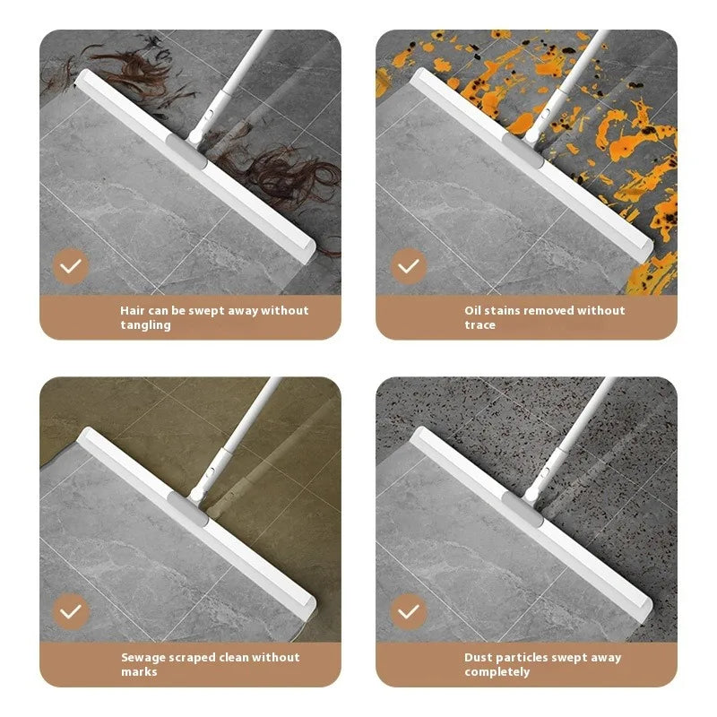 Silicone Squeegee Mop Bathroom 2 in 1 Sweeping Water Wiper for Kitchen Floor Tile Fast Drying Hair Removal Non Scratch
