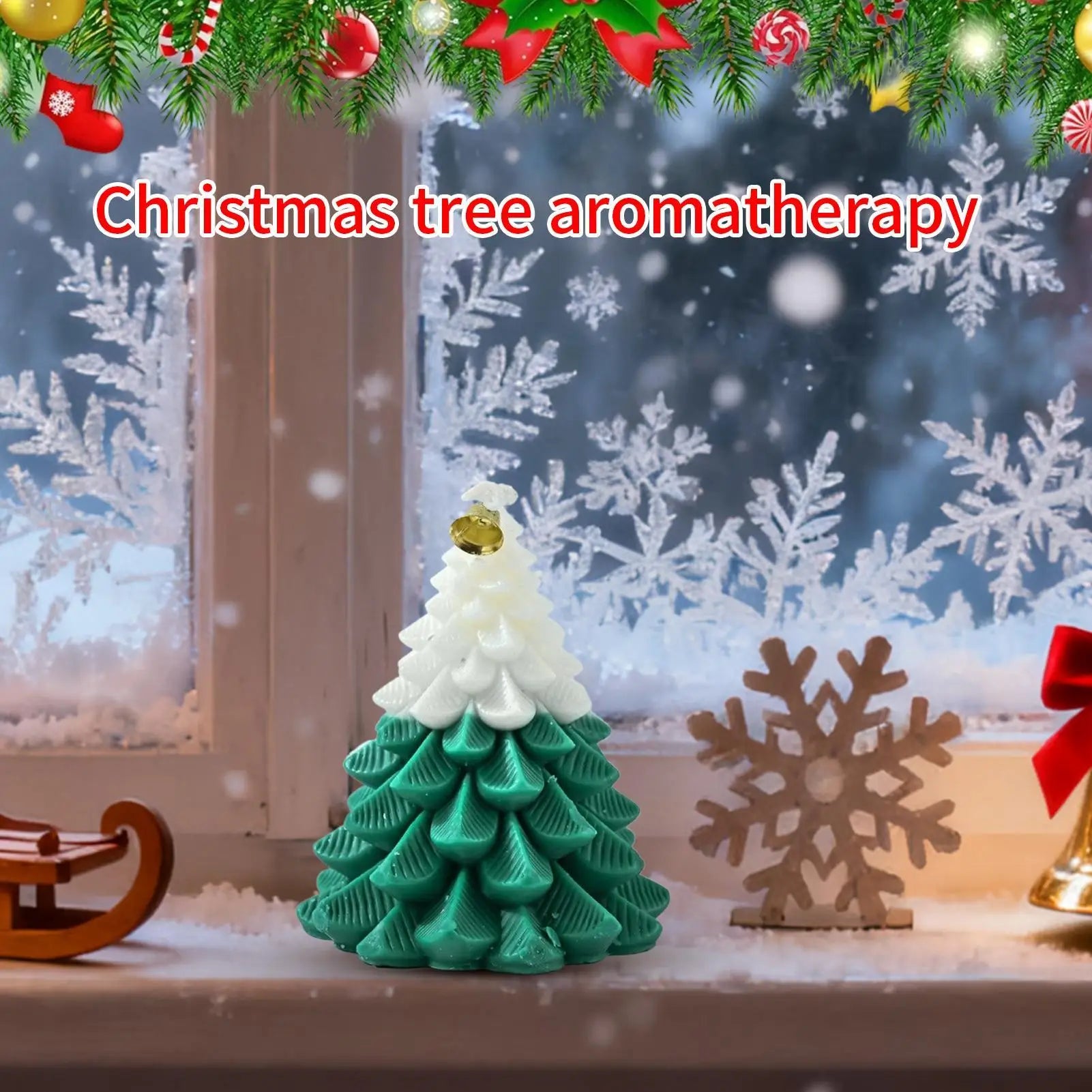 Christmas Candles Tree Shaped Long Lasting Burn Time Decor Winter Candle For Christmas Halloween Party Birthday Holiday Wedding