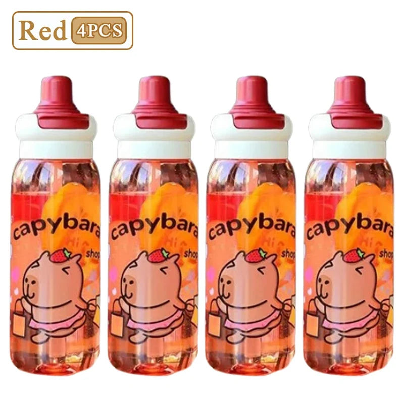 1/2/4PCS Capybara Cartoon 750ml Portable Large-capacity Water Bottle Sports Straw Cups Student Plastic Water Cups Children's Mug
