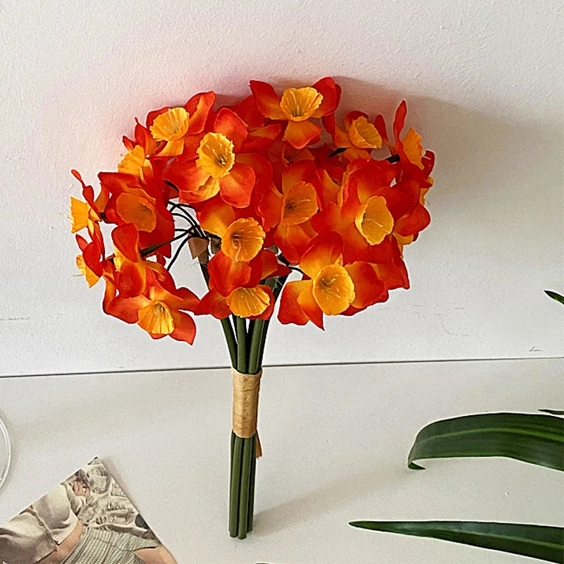 34CM Letter Narcissus Artificial Bouquet Home Dining Table Decoration Plastic Flowers Photography Props Bouquet