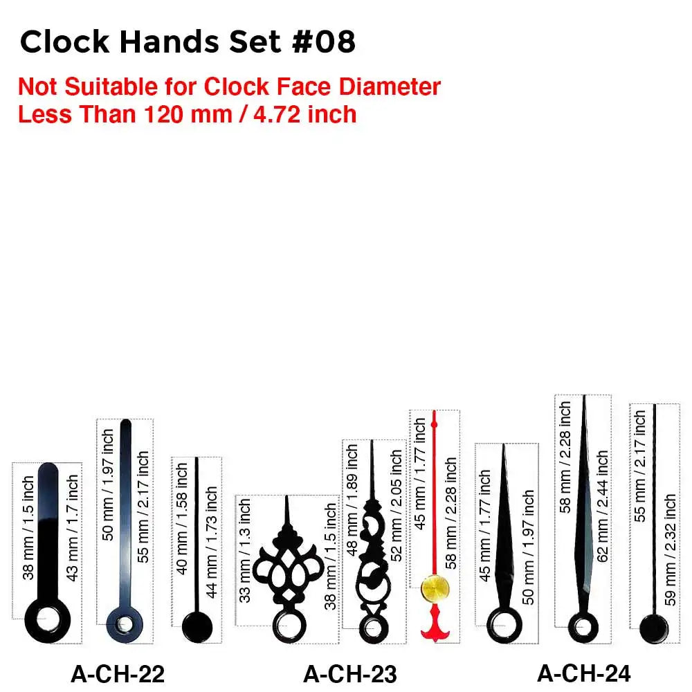 MCDFL Clock Mechanism Silent Quartz Movement Machine Wall Hands Pointer Set Clockwork Table Long Shaft DIY Watches Repair Parts