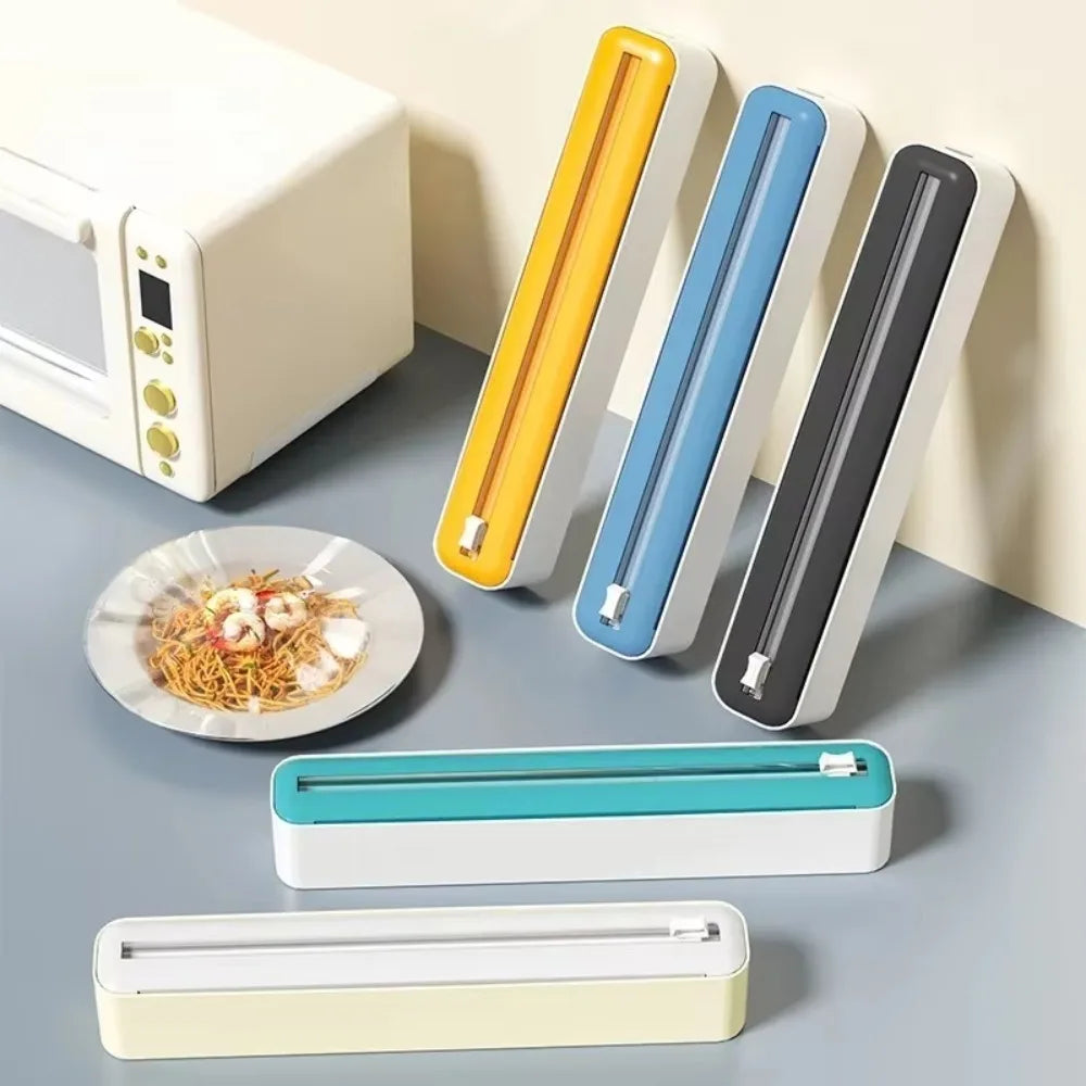 High-Quality 2-in-1 Cling Film Dispenser Easy To Use Kitchen Accessories Wrap Dispenser Multi-Functional Cutter Storage Box