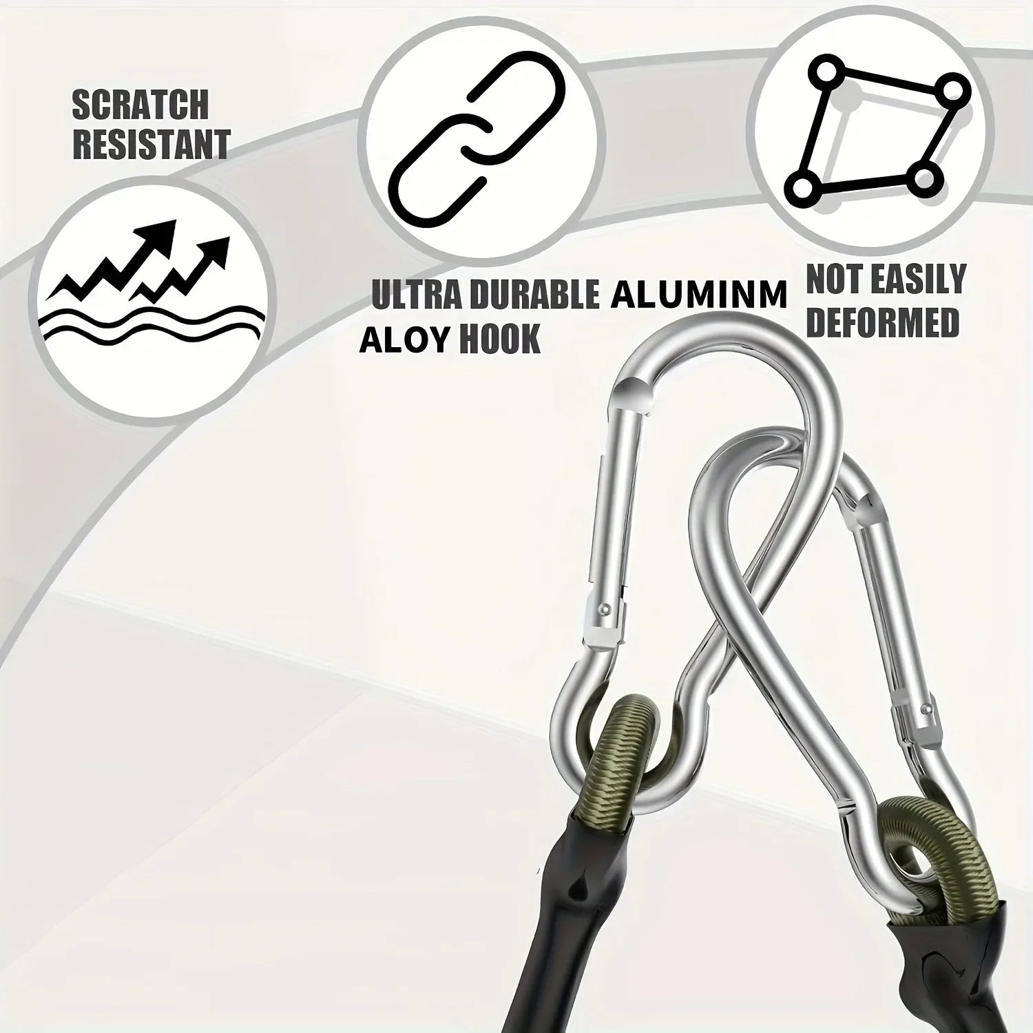4 Heavy-Duty Rubber Belts with Metal Hooks, 13.78inch - Durable Black and Green, Perfect for Camping, Goods, Bicycles, Outdoor Tents, Luggage Racks, Camping Style Equipment |   Durable Rubber Strap |   Metal Hook Strap
