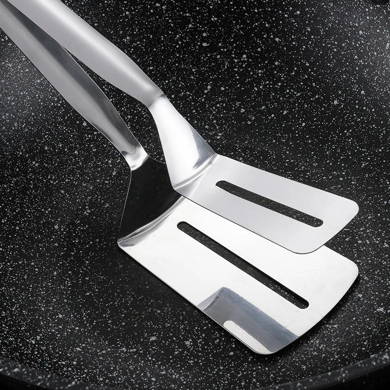 Stainless Steel Frying Shovel Clip Multifunctional Steak BBQ Tongs Frying Fish Spatula Clip Bread Clip Household Kitchen Tool