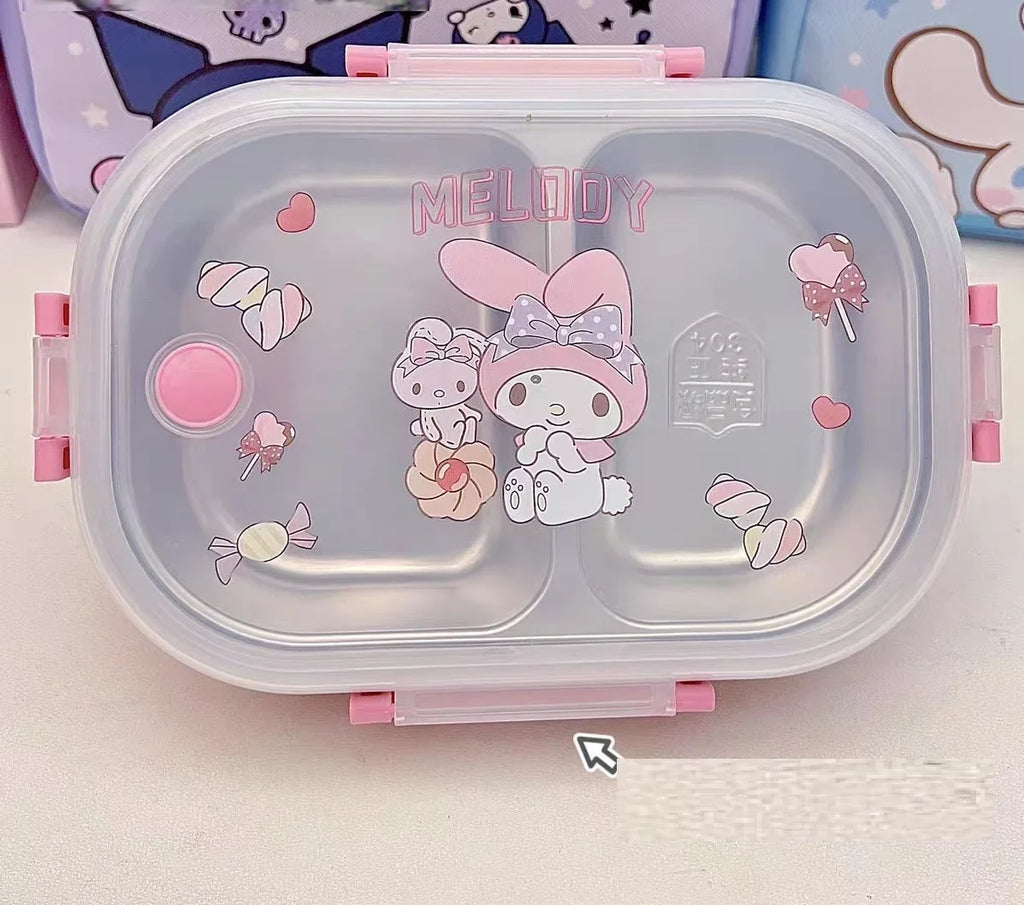 Sanrio Kuromi My Melody Cinnamoroll Sus Lunch Box Hit Product New Product Kawaii Cartoon Portable Large Capacity Outdoors Cute