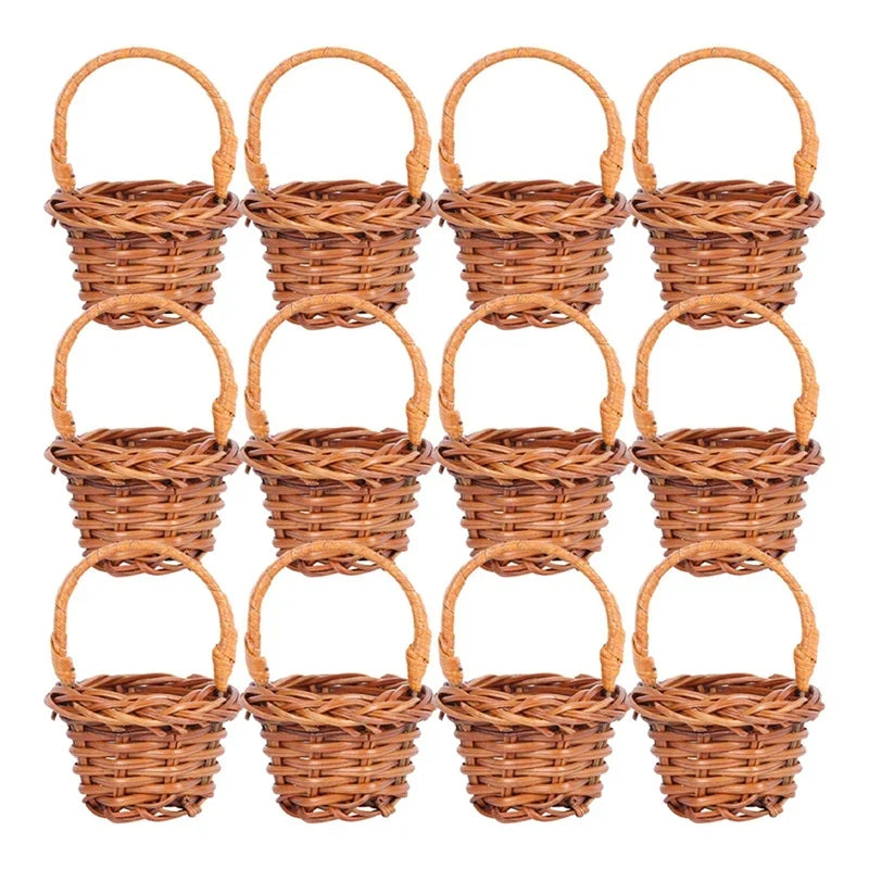 Mini Woven Baskets Miniature Flower Baskets Miniature Flower Baskets Small Easter Candy Gift Baskets-AT36