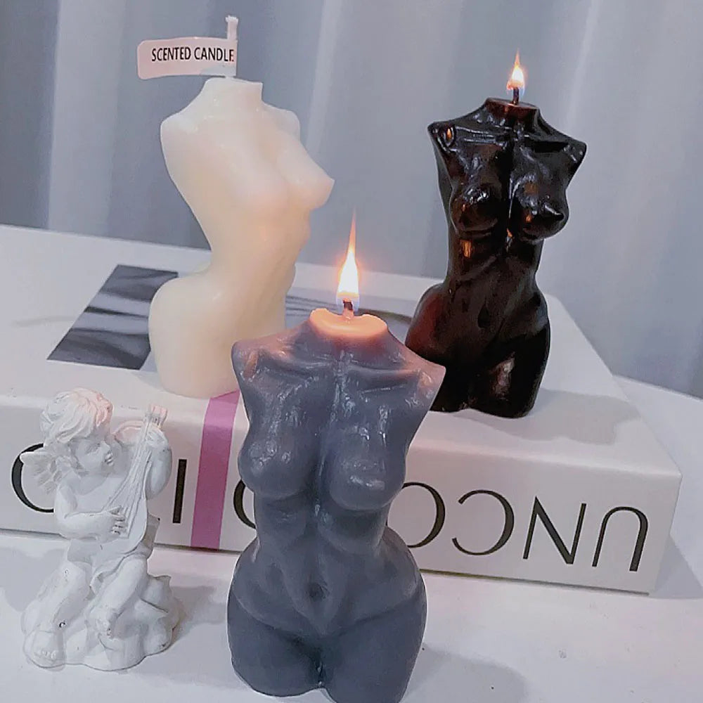 Female Torso Body Shape Scented Candle for Home Decor – Artistic Body Shape Soy Wax Candle, 10cm Mini Figurine Gift