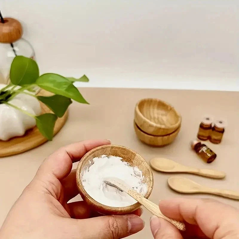 1/2/3pcs Mini Size Bamboo DIY Face Mask Mixing Bowl with Spoon Aromatherapy Bowl Set Massage Oil Face Care Makeup Tool Kits