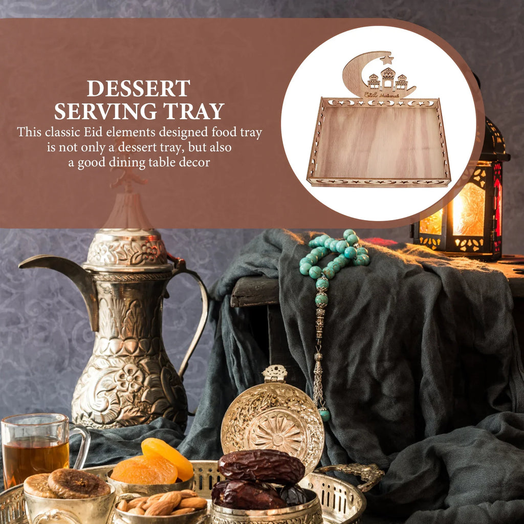 Sweet Treats For Eid Wooden Dessert Serving Tray Ramadan Festival Decor Snacks Storage Dried Fruits Tray Home Party