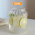 Coffee Cup Glass Cocktail Glasses Large Capacity Milk Drink Striped Juice Cup Heat-resistant Glass Cold Drink Cups 410ML 650ML