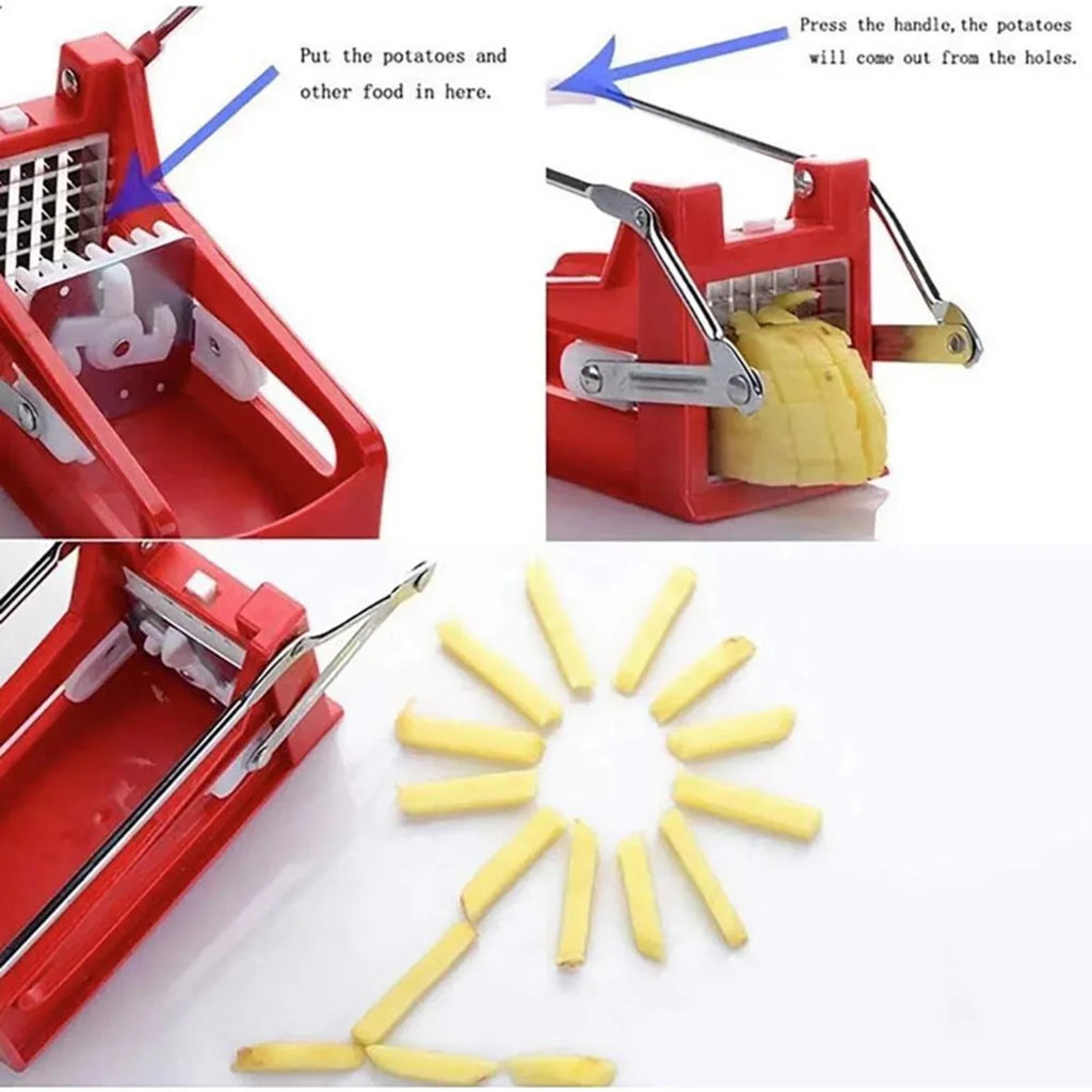 French Fry Potato Cutter, 3-in-1 Kitchen Peeler Set - Plastic & Stainless Steel