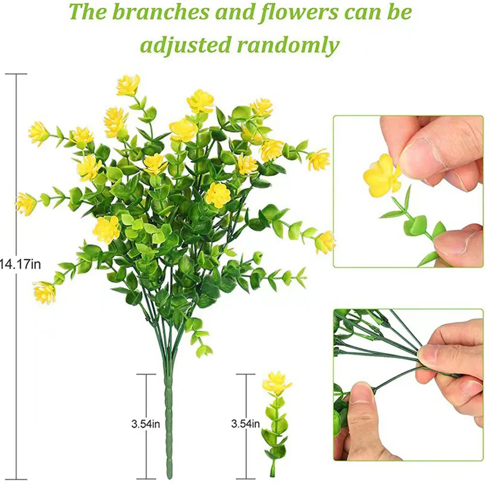 1 Bundle Outdoor UV Resistant Artificial Flowers Greenery Shrubs Plants Fake Flower for Wedding Garden Kitchen Office Decor