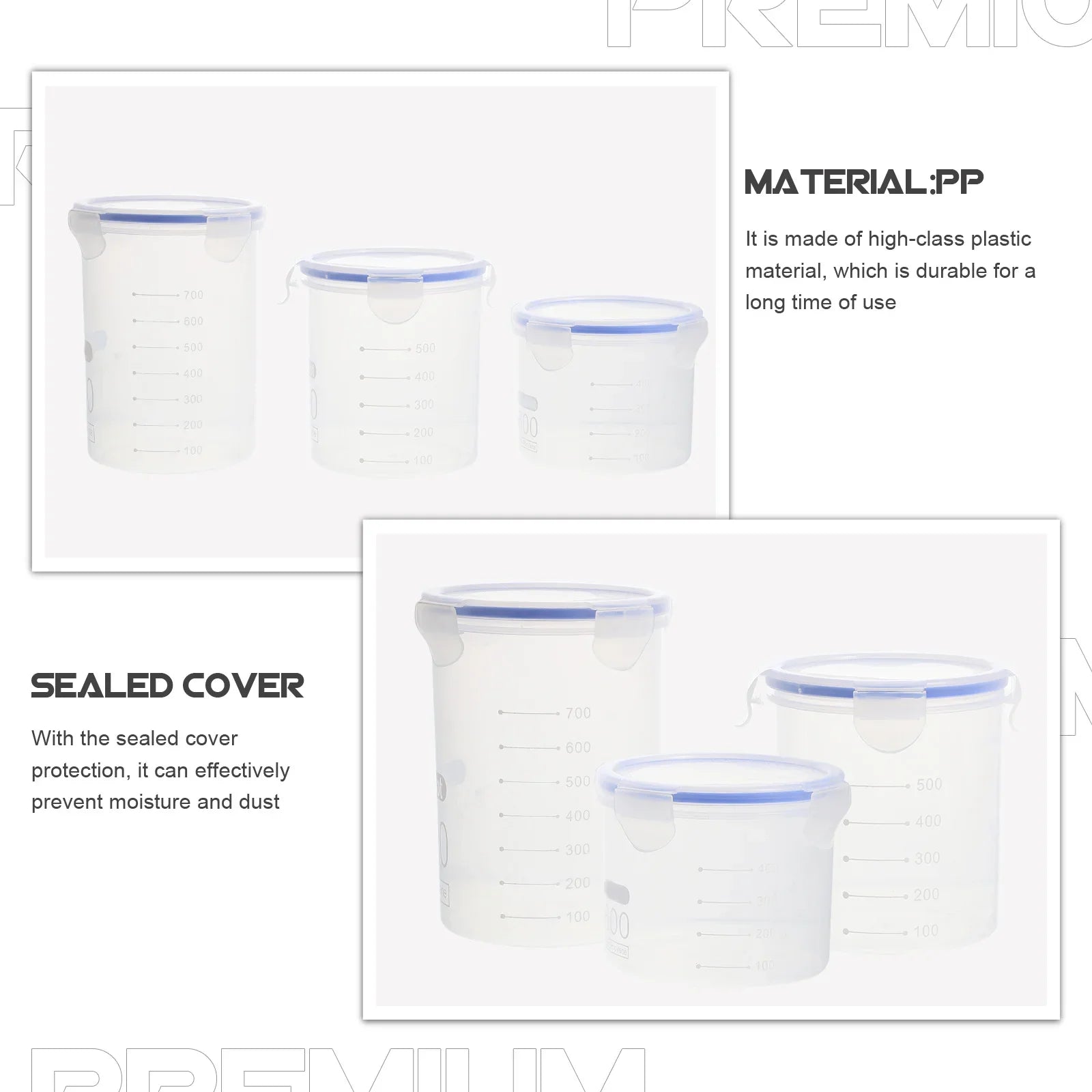 6Pcs Sealed Storage Jars Plastic Airtight Food Containers Grain Storage Canisters Kitchen Food Preservation Plastic Sealed Jar