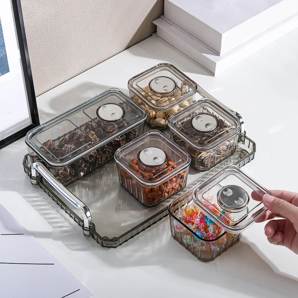 Platsic Caddy Serving Platter Condiment Tray Storage Container Dried Fruit Tray Fruit Snacks Serving Platter for Wedding Kitchen