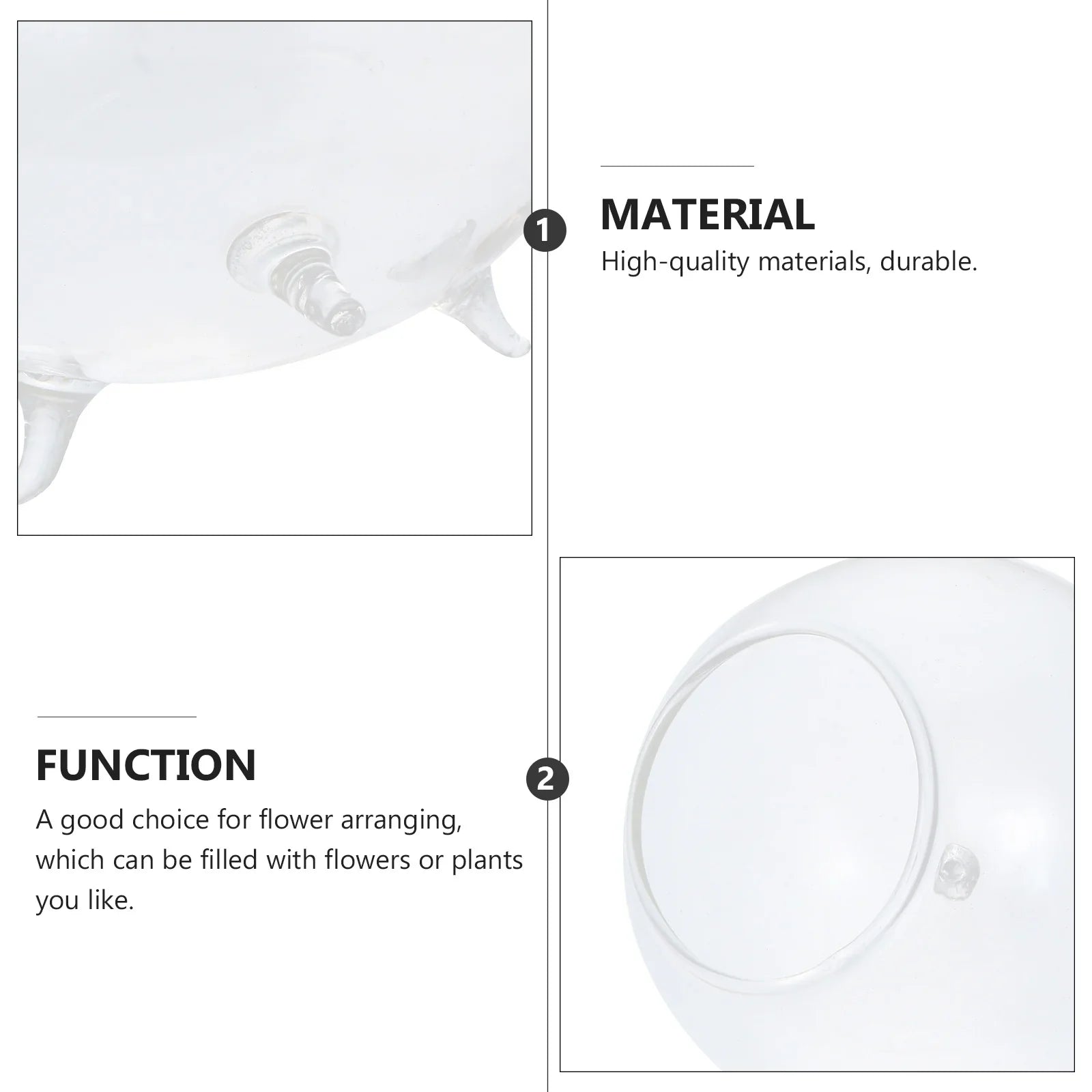 Creative Glass Vase Flower Arrangement Container Transparent Round Modern Chic Home Office Hotel Table Decoration
