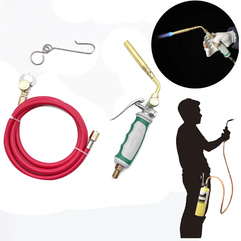 A61Z Deals Professional Dual Switch Torch Brazing Torch Of Propane Gas 1.6M Hose Ignition Gas Flame Soldering Tool For BBQ Heati