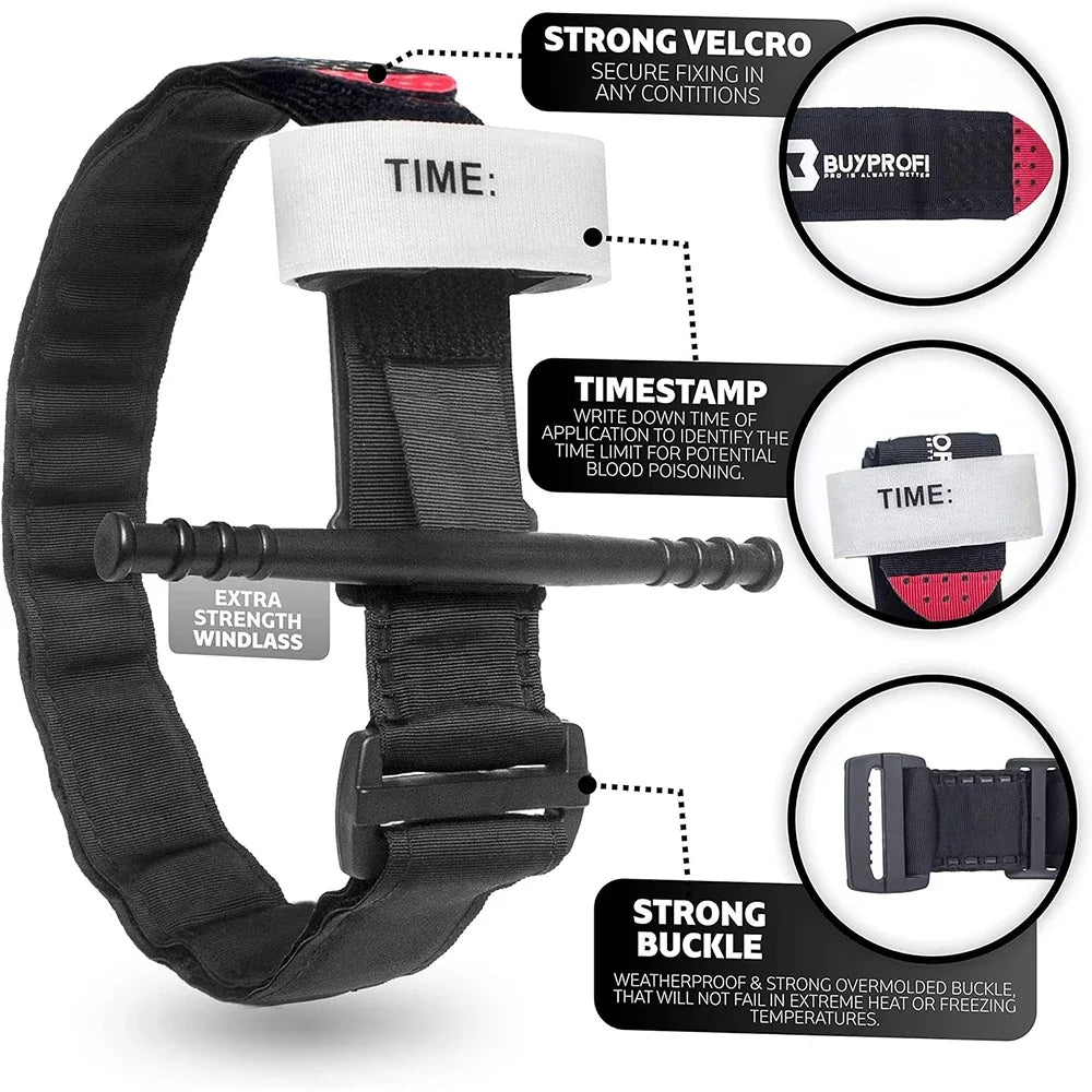 Outdoor Emergency Tourniquet Tactical Emergency Strap Single Handed Medical First Aid Equipment for Hiking Camping Travel Sports