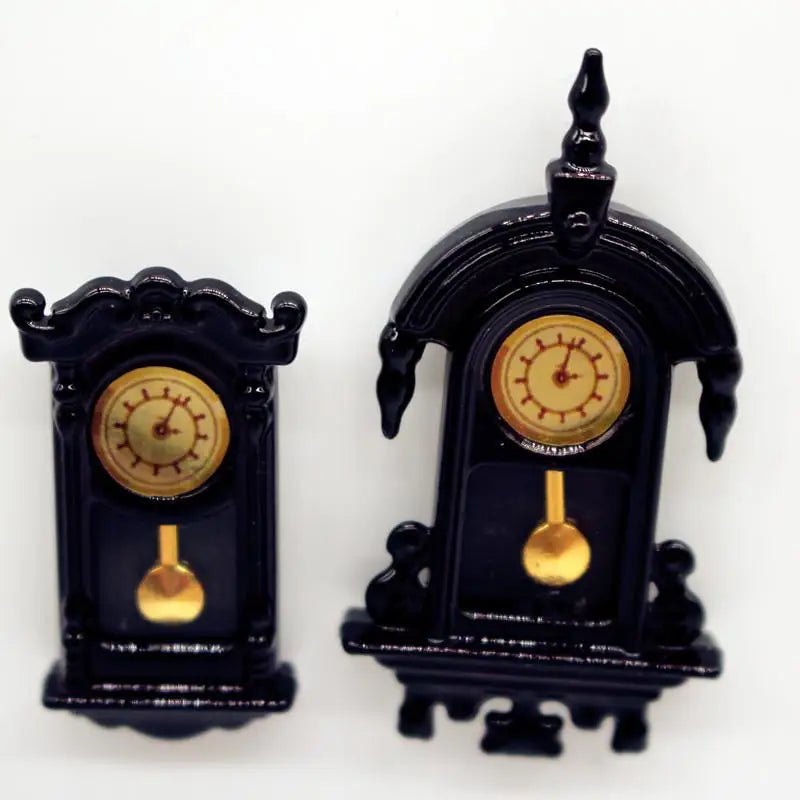 Dollhouse Vintage Wall Clock Dial Pointer Movable Miniatures Model Living Room Accessories Of Doll House Kids Pretend Play Toys