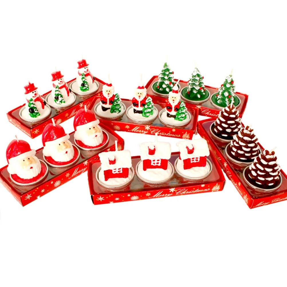 3Pcs Christmas Embellishment Long Lasting Paraffin Candles for Home Coffee Shop Bar Decor Christmas