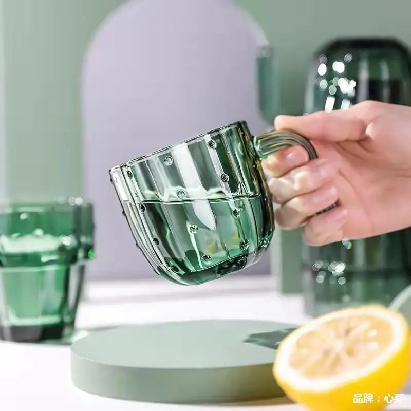 Creative Cactus Transparent Water Coffee Mug, Office, Home, Kitchen Accessories, Drinking Glasses, 240ml