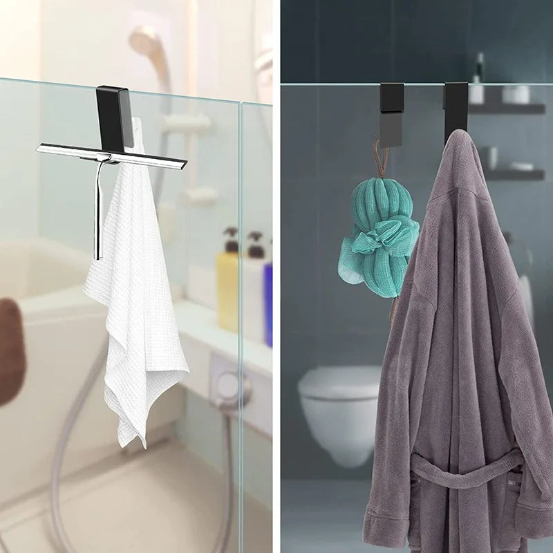 Shower Squeegee Black With Hook Stainless Steel Core Silicone Bathroom Cleaning Window Screen Bath Wiper Cleaner Glass Door